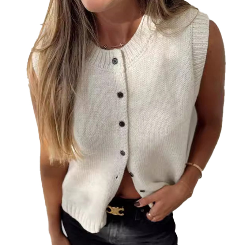 Women's Plain Button Sweater Vest