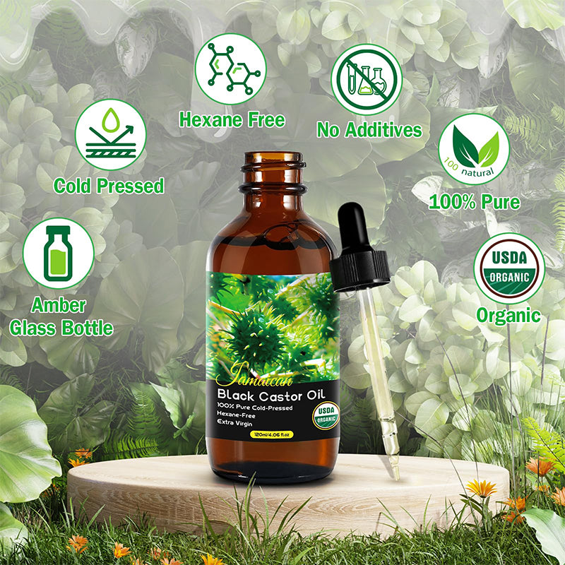 Organic Cold Pressed Black Castor Oil for Hair Growth