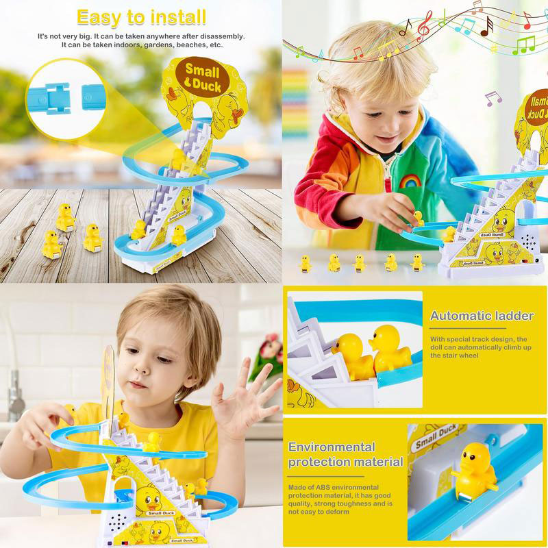 Electric Duck Climbing Race Track Toy – LED Lights & Music Roller Coaster Playset