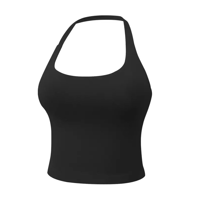 Women's Solid Removable Chest Pad Sports Tank Top
