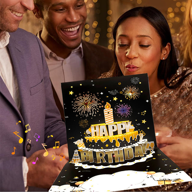 Fireworks Pop Up Cake Light and Music DIY Age Birthday Cards