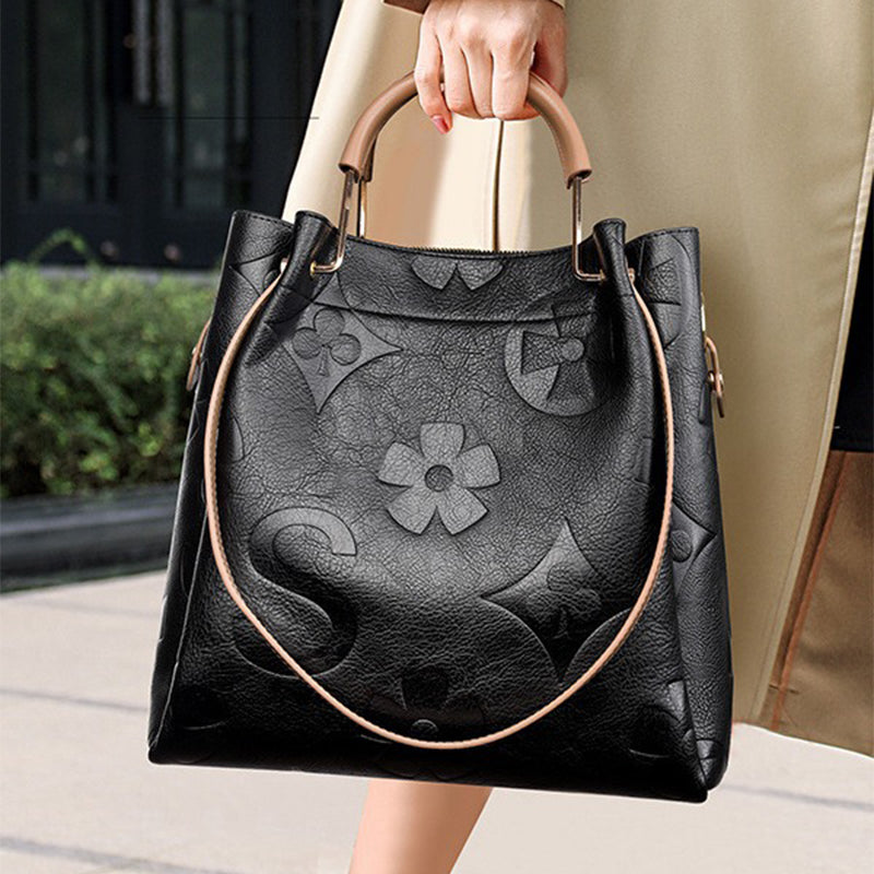Women's Fashionable Floral Embossed Handbag