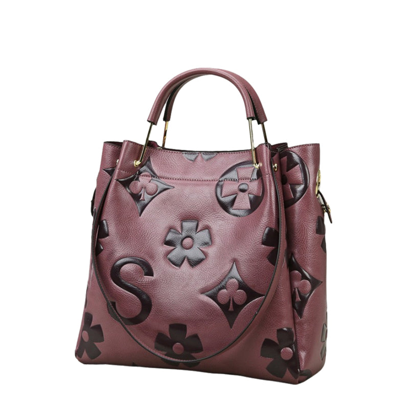 Women's Fashionable Floral Embossed Handbag