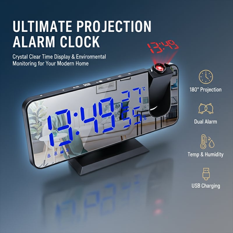 Temperature & Humidity Multifunctional Radio Projection Alarm Clock