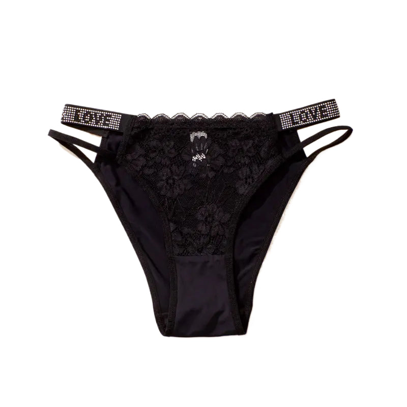 Women's Rhinestone Letter Tape High Waist Panty