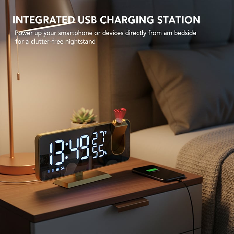 Temperature & Humidity Multifunctional Radio Projection Alarm Clock
