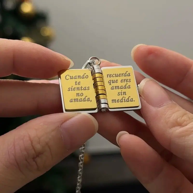 English/Spanish - My Little Star Book Necklace for Daughter