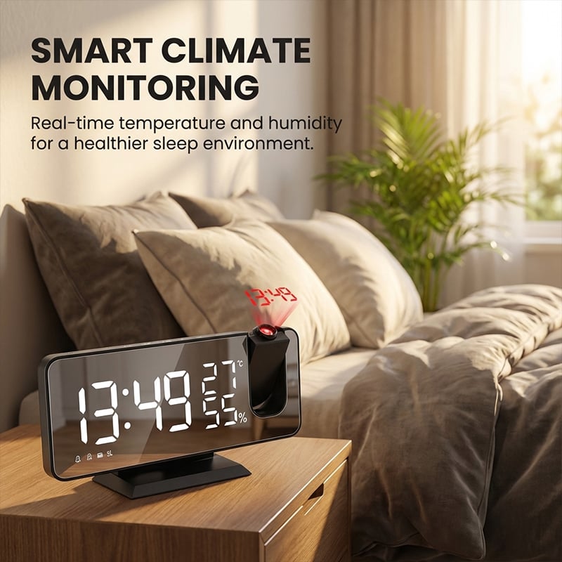 Temperature & Humidity Multifunctional Radio Projection Alarm Clock
