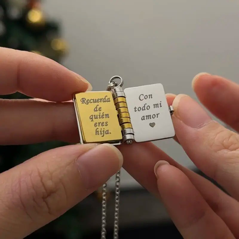 English/Spanish - My Little Star Book Necklace for Daughter