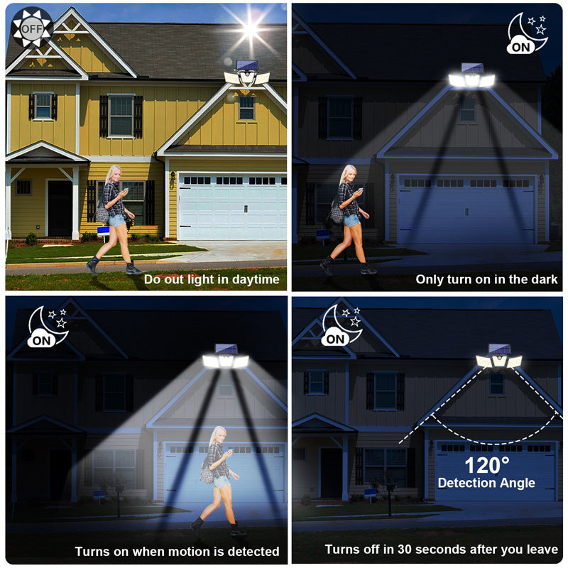 3-Head Solar Motion Sensor Security Light