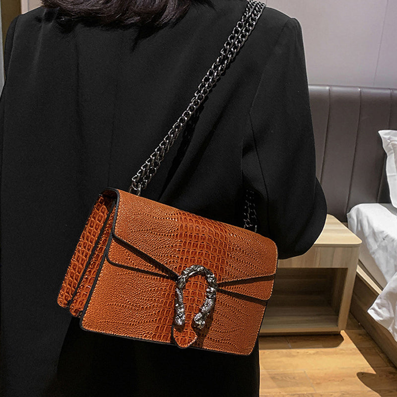 Women's Elegant Crocodile Embossed Square Bag