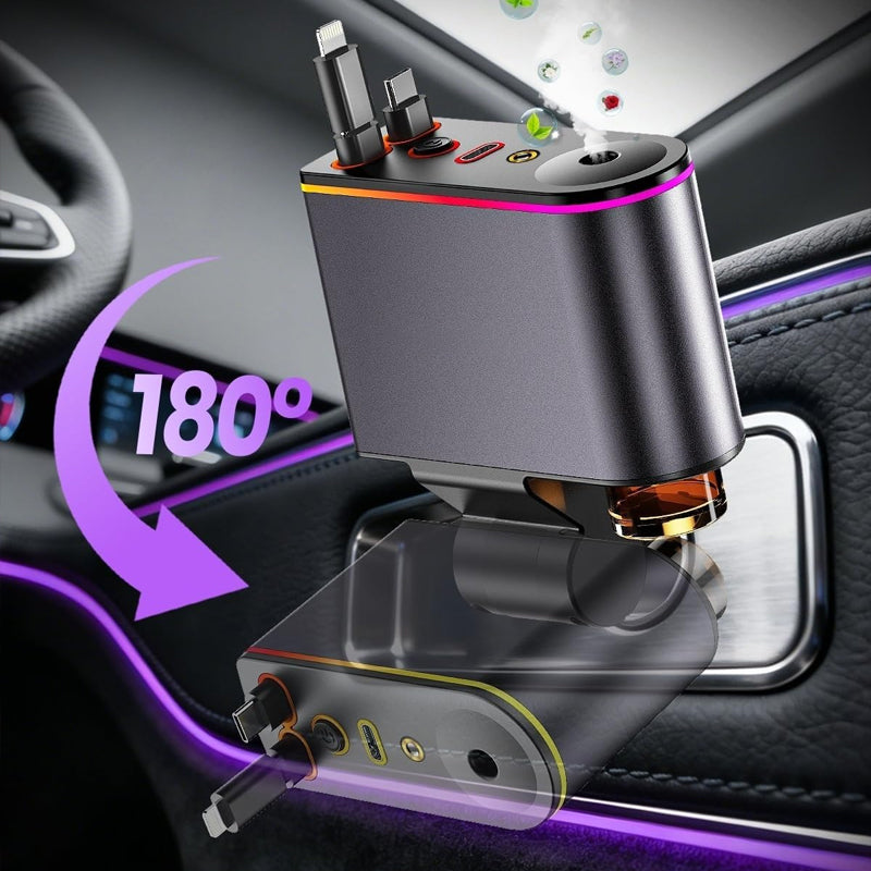Retractable 5-in-1 Car Charger with Aromatherapy Diffuser