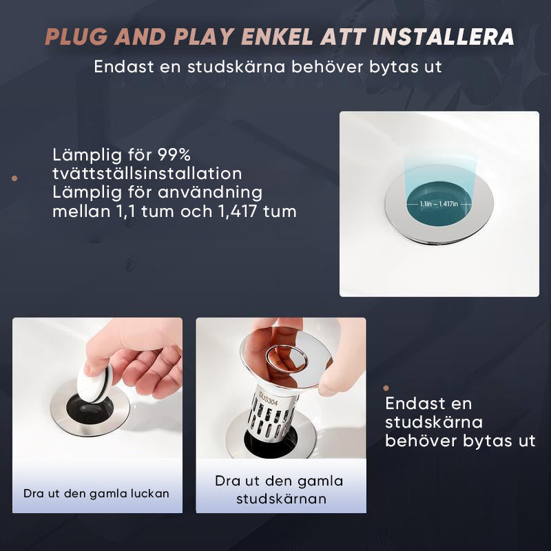 Universal avloppssil för handfat