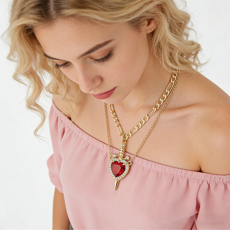 Sword Heart Pendant Necklace