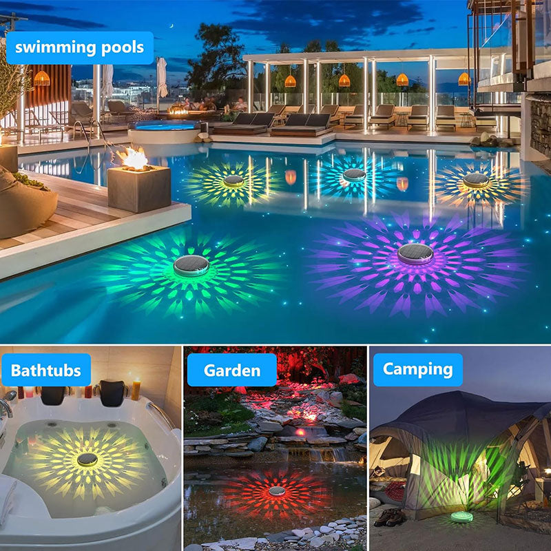 2 PCS - Timer Function Solar-Powered Pool Light with 3 Brightness Levels & 9 Colors