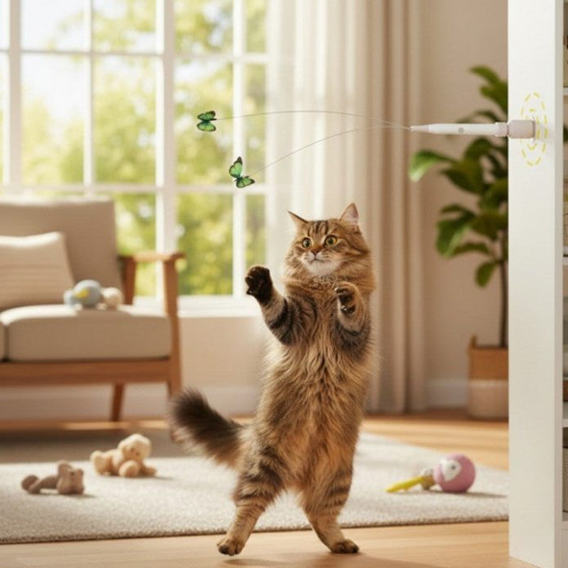 Suction Cup Butterfly Electric Cat Teaser Wand
