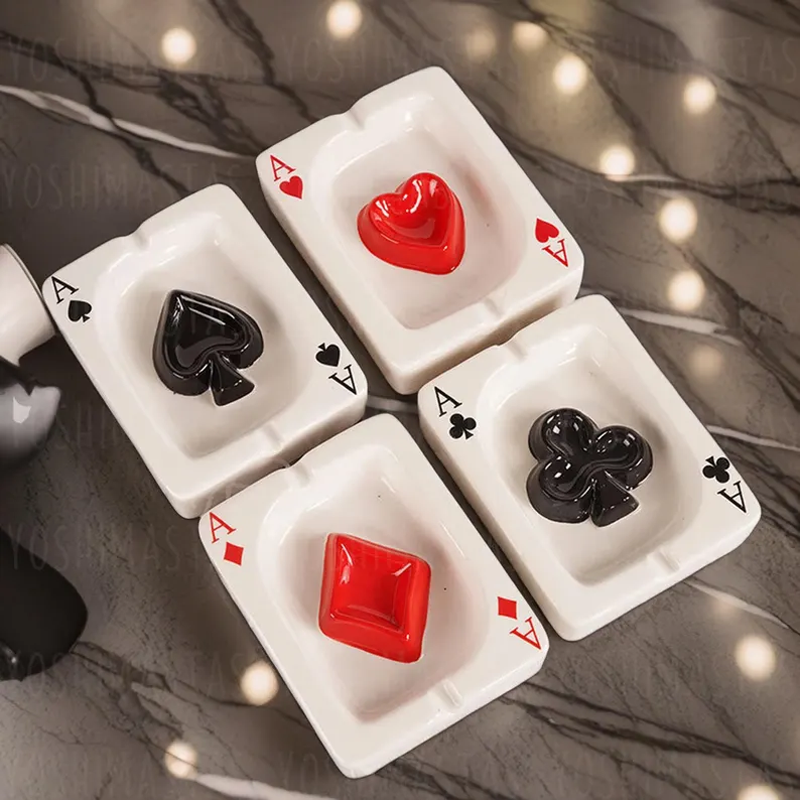 Creative Poker Ceramic Ashtray Set