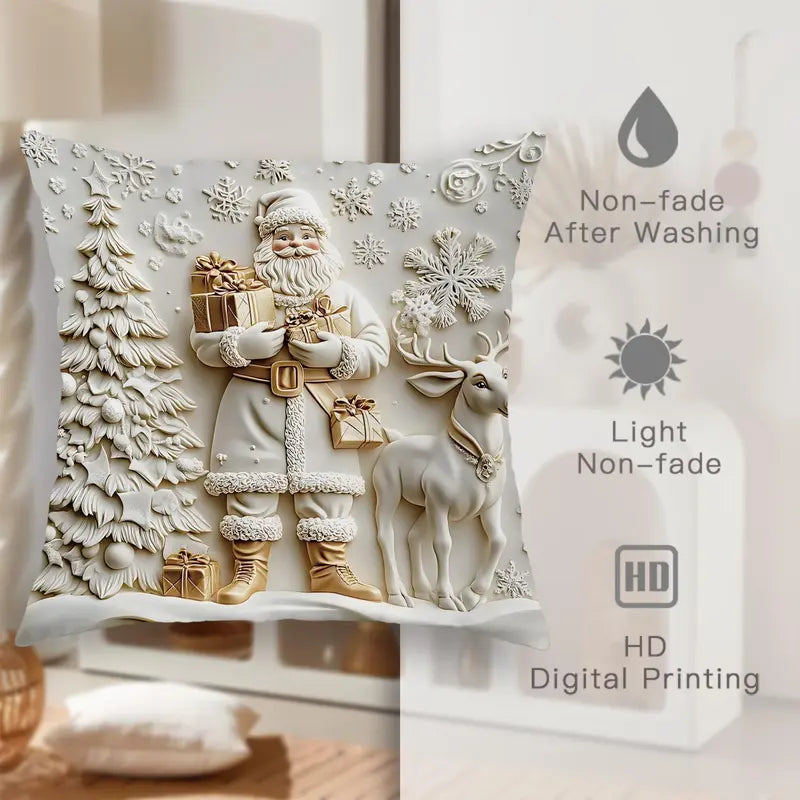 White Aesthetic Christmas Throw Pillow Covers