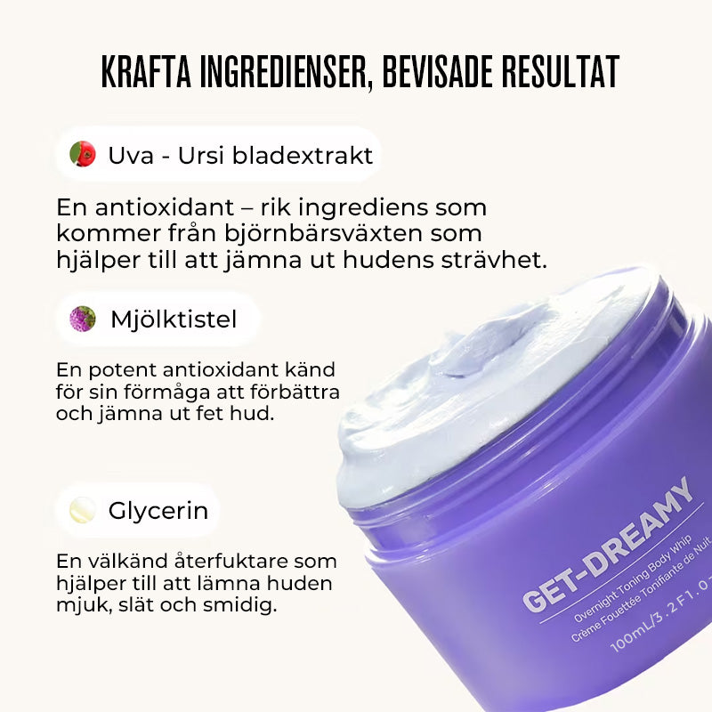 Kroppskräm för toning över natten