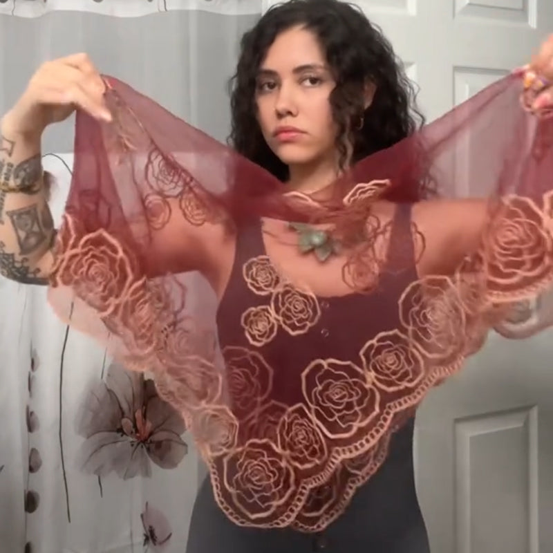 Spring Floral Mesh Scallop Design Bandana