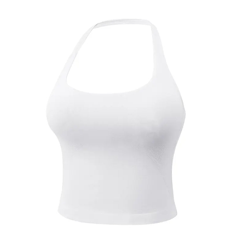 Women's Solid Removable Chest Pad Sports Tank Top