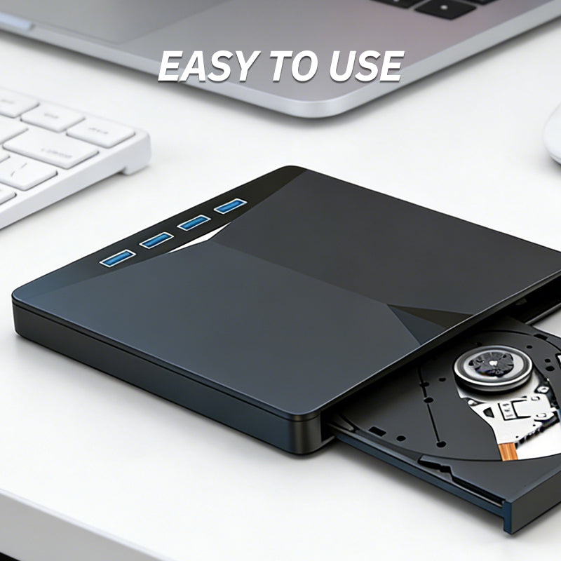 USB 3.0 Type-C External CD/DVD Drive Burner with SD/TF Card Reader & USB Hub