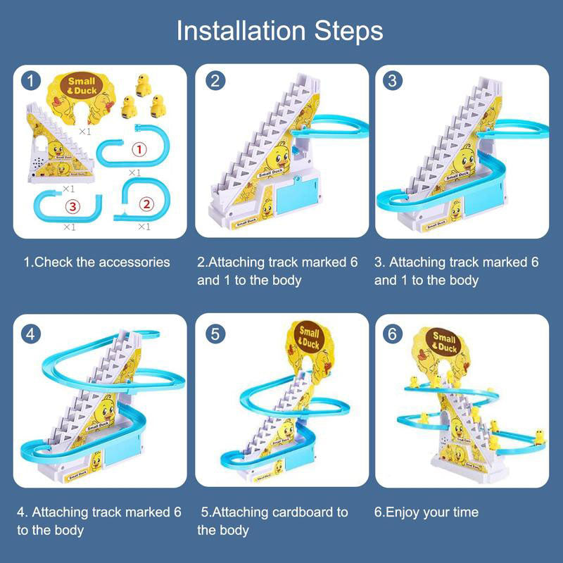 Electric Duck Climbing Race Track Toy – LED Lights & Music Roller Coaster Playset