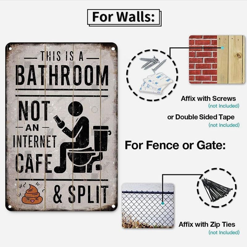 Funny Vintage Metal Bathroom Sign