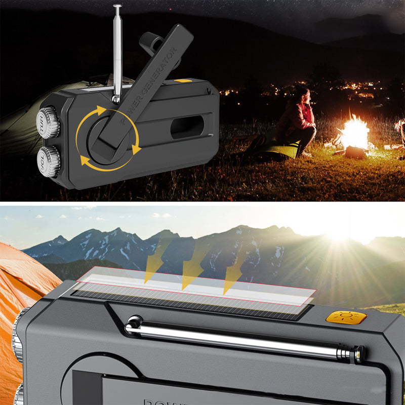 Hand Crank & Solar Emergency Weather Radio with Power Bank & LED