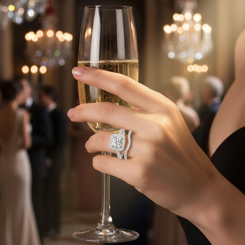 Square Zircon Three-Piece Ring Set