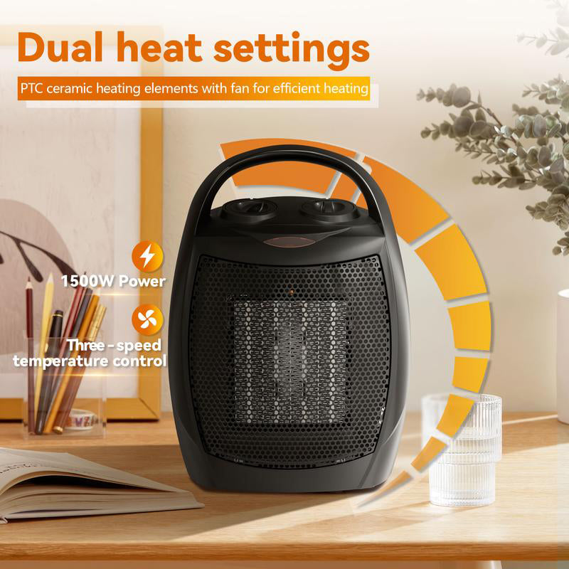 Portable Heaters Fan for Office and Bedroom with Adjustable Thermostat