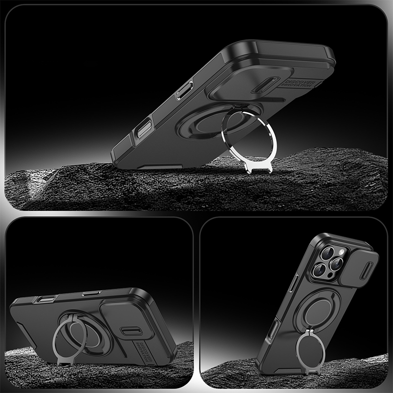 Heavy-Duty Phone Case with Built-In Ring Stand & Camera Cover