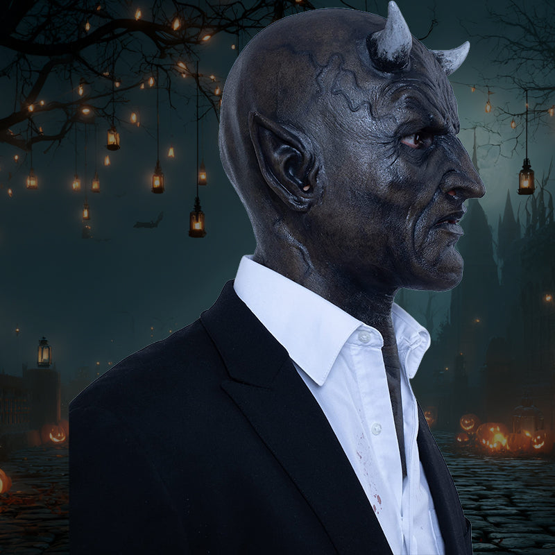 Ultra-Realistic Halloween Horned Demon Mask