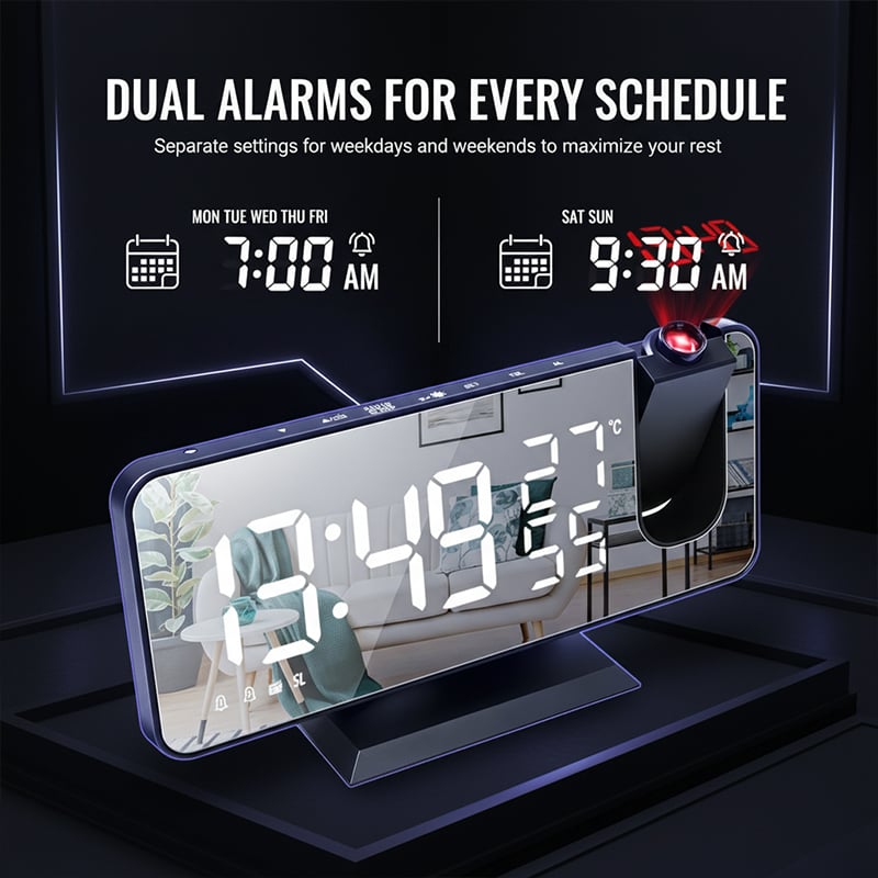 Temperature & Humidity Multifunctional Radio Projection Alarm Clock