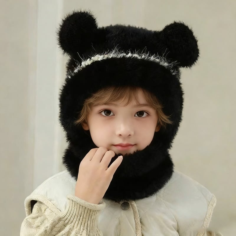 Stylish Bear-Ear Windproof 4-in-1 Kids Winter Hat