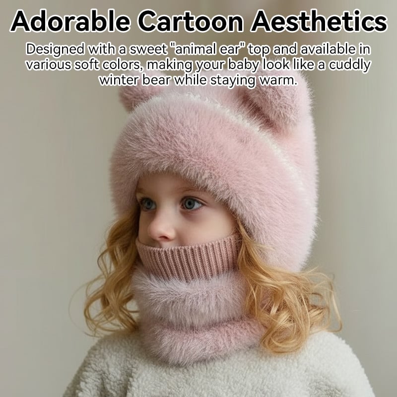 Stylish Bear-Ear Windproof 4-in-1 Kids Winter Hat