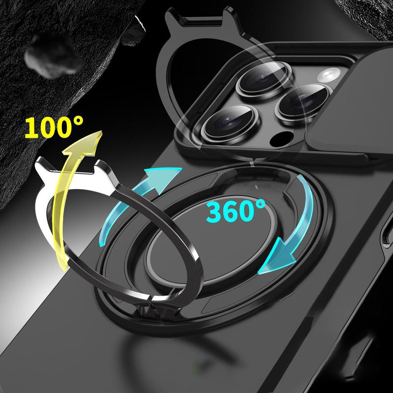 Heavy-Duty Phone Case with Built-In Ring Stand & Camera Cover