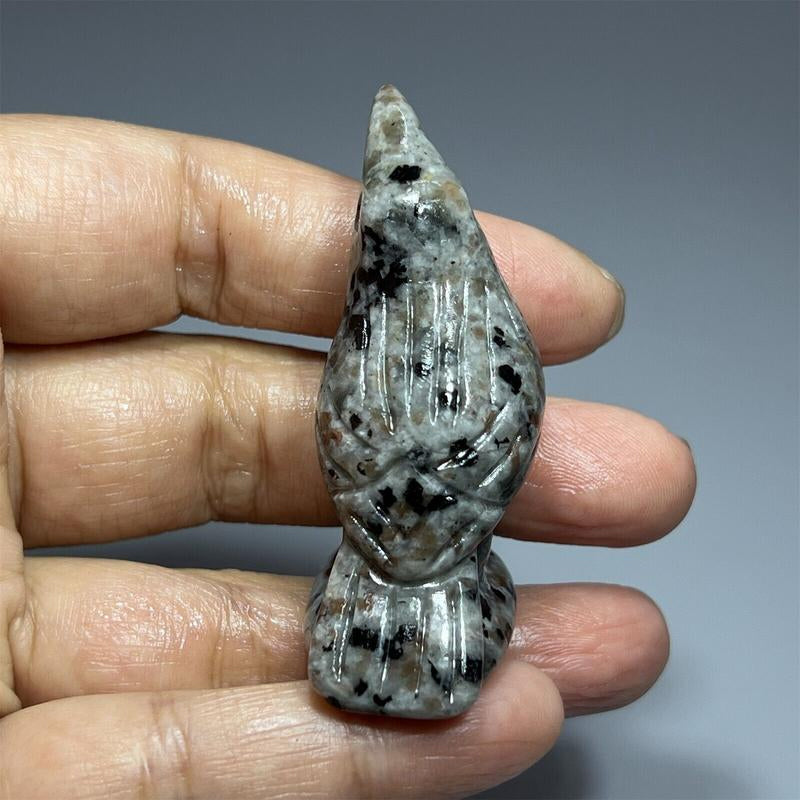Gemstone Carved Crow Ornament