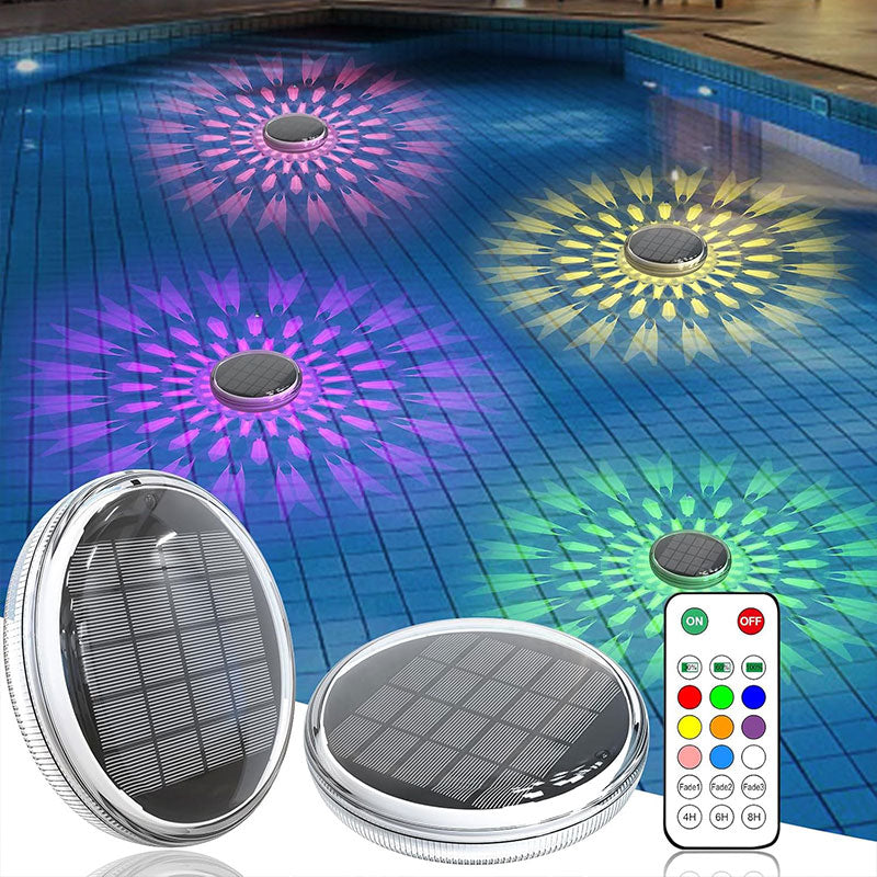 2 PCS - Timer Function Solar-Powered Pool Light with 3 Brightness Levels & 9 Colors