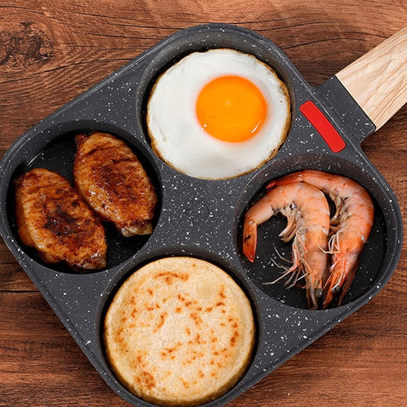 4-Hole Non-Stick Egg Frying Pan with Handle