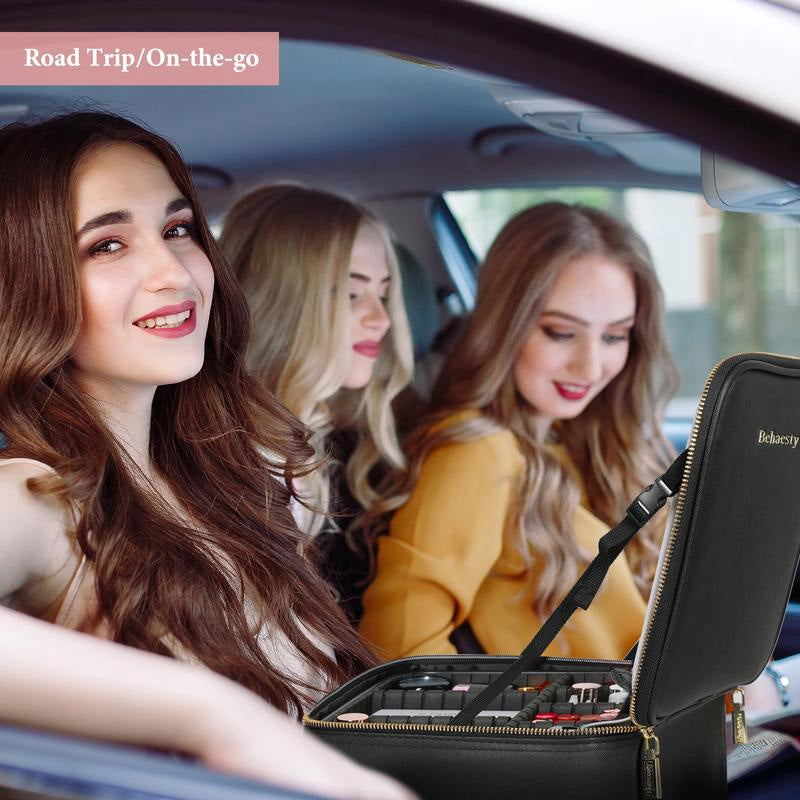 Travel Makeup Case with LED Mirror and Adjustable Dividers