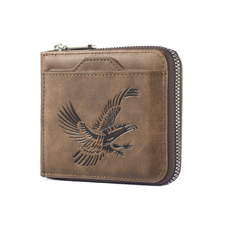 Retro Eagle Embossed Horizontal Men's Wallet