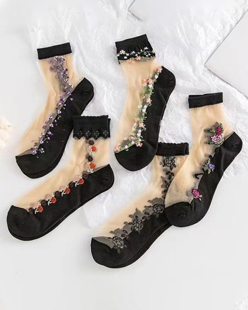 Vibrant Floral Patterned Glass Socks