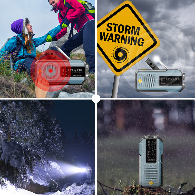 Hand Crank & Solar Emergency Weather Radio with Power Bank & LED