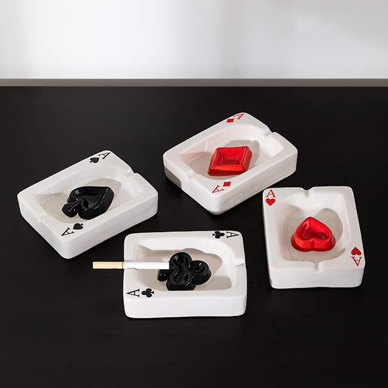 Creative Poker Ceramic Ashtray Set
