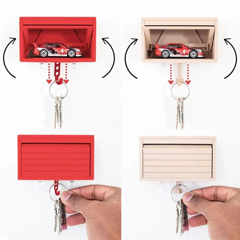 Interactive Car Garage Key Holder with Opening Door