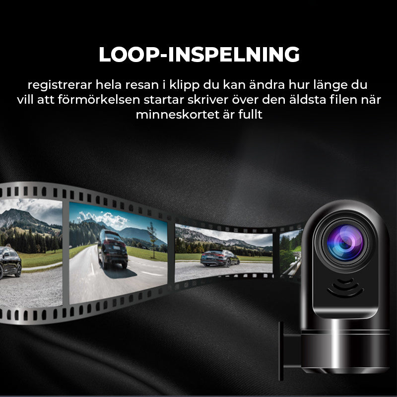 1080P HD 360° Roterande Mini ADAS Dashcam