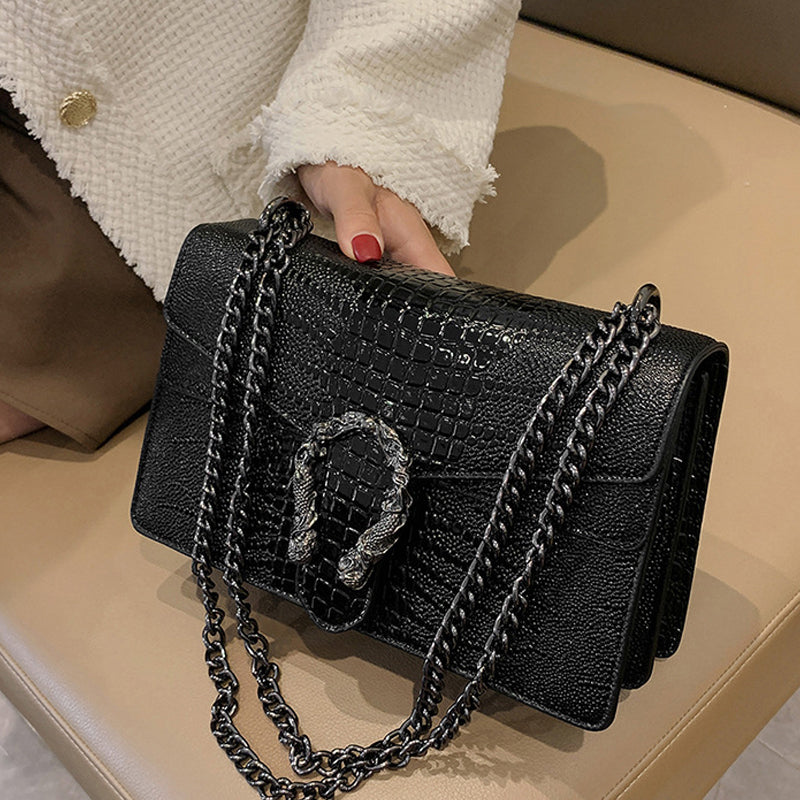 Women's Elegant Crocodile Embossed Square Bag
