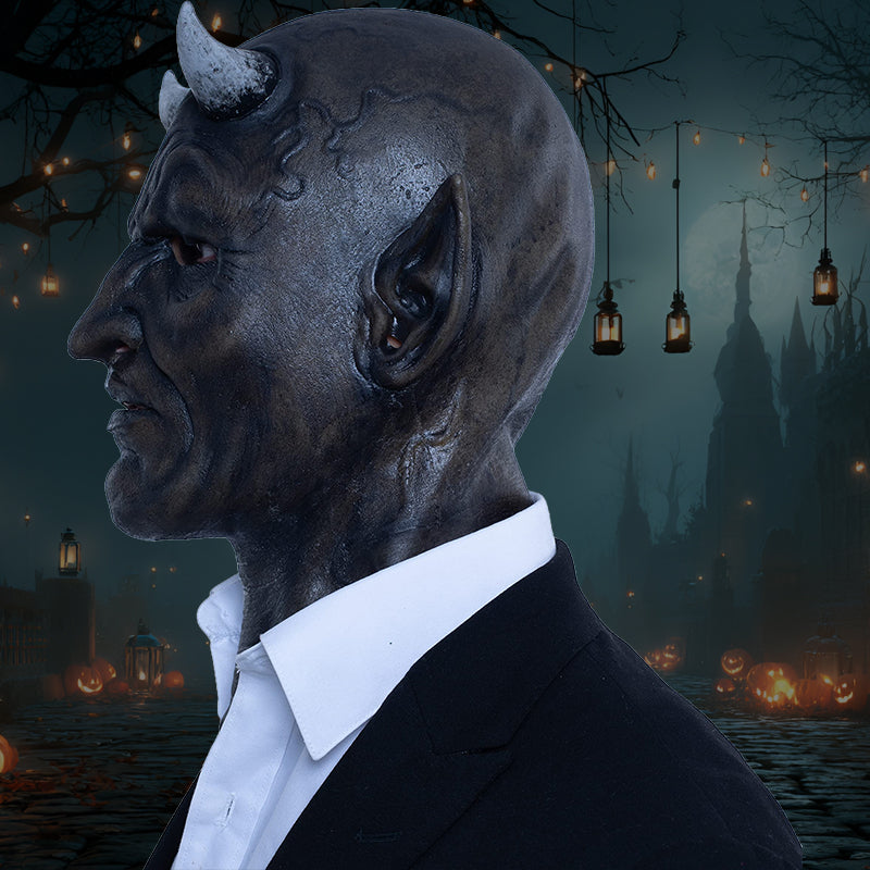 Ultra-Realistic Halloween Horned Demon Mask
