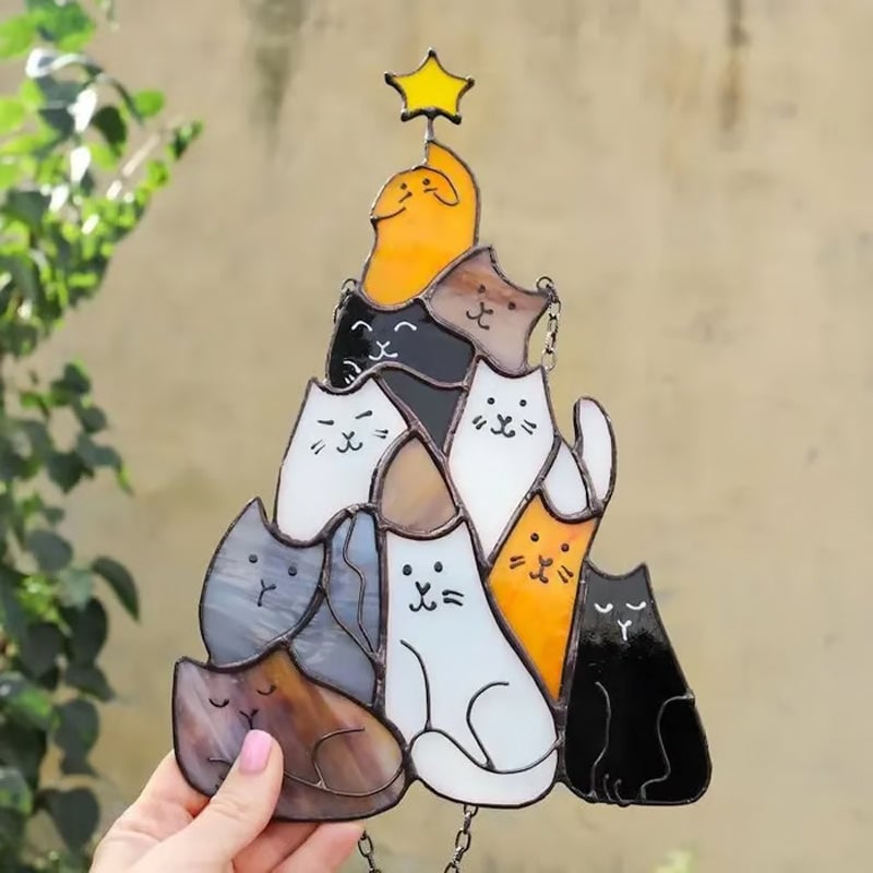 Katt julgran Suncatcher prydnad